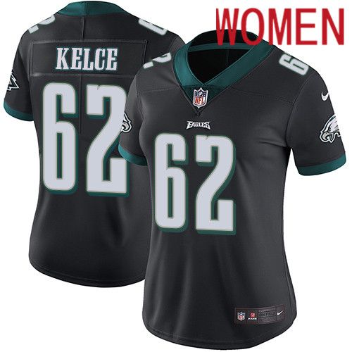 Women Philadelphia Eagles 62 Jason Kelce Nike Black Vapor Limited NFL Jersey